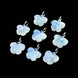 Pendentif Papillon en Pierre de Lune Arc-en-ciel Naturelle, Argent 925, Pierre Précieuse Sculptée à la Main, pour la Fabrication de Bijoux - Product Image 3