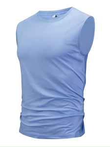 Camiseta sin mangas de algodón estampada de alta calidad para hombre, transpirable, informal, esencial para el verano, ropa de gimnasio, con logo personalizado. - Product Image 3