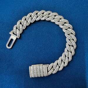 Bracelet cubain bicolore 16 mm en argent sterling 925 plaqué or avec diamants Moissanite VVS – Offre spéciale au meilleur prix - Product Image 6