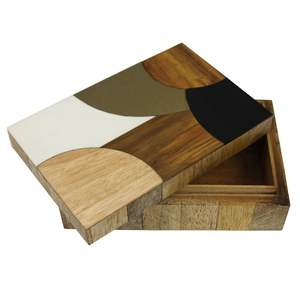 Boîte à bijoux décorative en bois à motifs, moderne et luxueuse, pour le salon - Product Image 4
