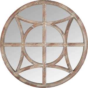 Miroir mural décoratif vintage en bois avec boussole et poutre en pierre, finition teinte foncée, style nautique, pour salon, chambre et entrée - Product Image 1