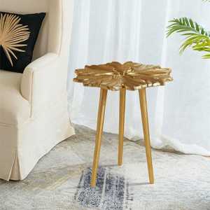 Modern Haven CoGold Aluminum Rectangular Side <b>Table</b> Flower Design Contemporary Home Furniture Living Room Decor Durable Finish - Product Image 4
