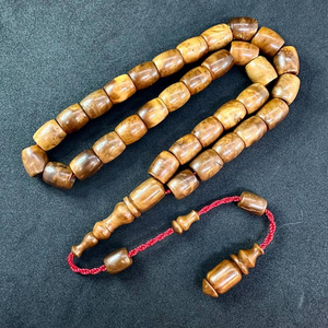 Chapelet de prière islamique en bois naturel poli, fait main, écologique, en forme de perles, pour la décoration religieuse de la maison - Product Image 1