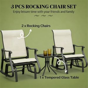 Conjunto de 3 Piezas para Terraza o Jardín en Color Beige, Incluye Sillas Cómodas - Product Image 2
