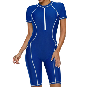 Maillot de bain une pièce design modeste avec short intégré, 220 grammes, Spandex Nylon, sans couture, col rond - Product Image 5