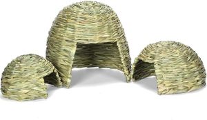Casa de hierba natural tejida para conejos, refugio duradero, juguete masticable, cueva orgánica para ocultarse, para animales pequeños y artículos para mascotas - Product Image 5