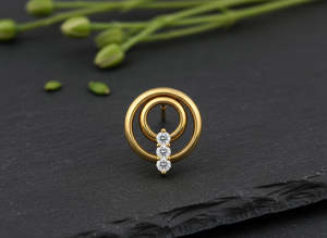 Boucles d'oreilles clous cercle concentrique en or 14 carats, fabricant sur mesure, diamant de laboratoire VVS1, bijoux minimalistes - Product Image 4