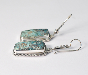 Natural Turquoise Dangle <b>Earrings</b> In 92.5 Sterling Silver Anniversary Gift For Her - Product Image 5