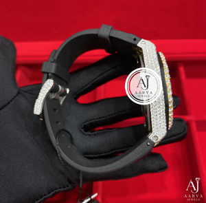 Montre de luxe en acier inoxydable Quartz glacé, cadran en cristal doré, chronographe papillon en acier inoxydable, pour cadeau, mode Hip-Hop - Product Image 4