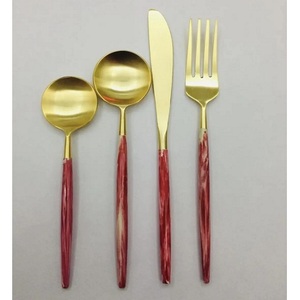 Elegant Metal <b>Flatware</b> <b>Set</b> For Wedding Parties Matt Finished Cutlery With Resin Handle Silverware Place Setting Tableware Spoons - Product Image 5