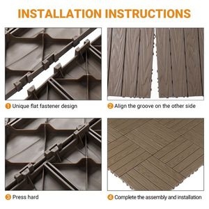 27 Pack Plastic <b>Interlocking</b> Deck <b>Tiles</b> 11.8"x11.8" Waterproof Flooring for Indoor Outdoor Patio 27 Pack 11.8"x11.8" Decking - Product Image 3