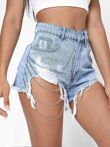Fashion Streetwear Breathable <b>Button</b> <b>Fly</b> Ladies Mid Waist Denim Shorts Sexy for <b>Women</b> - Product Image 4