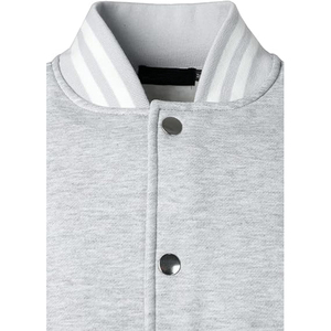 <b>Men's</b> Gray <b>White</b> Varsity <b>Jacket</b> Solid Color Button Up Casual Autumn Baseball Style Turn-down Collar Regular Fit - Product Image 4
