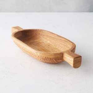 Bol à pâte et assiettes en bois faits à la main, artisanat de cuisine champêtre en bambou et en bois - Product Image 1
