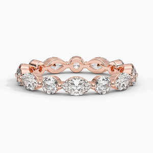 Bague éternelle en argent 925 plaqué or avec moissanite taille marquise, alliance de mariage superposable, cadeau d'anniversaire de luxe, bijoux raffinés - Product Image 4