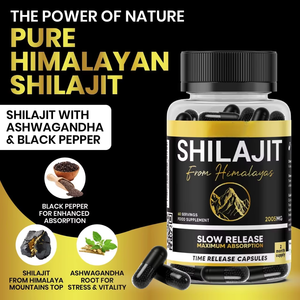 Extrait Pur de Shilajit de l'Himalaya 50:1 en Capsules – Compléments Naturels Végétaliens pour l'Énergie et le Soutien Immunitaire pour Hommes et Femmes - Product Image 2