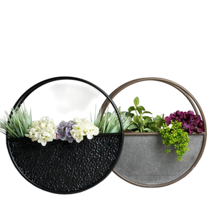 Jardinière murale en métal galvanisé style ferme, vase mural suspendu en fer rustique blanc cassé, seau semi-circulaire pour décoration intérieure et extérieure - Product Image 6