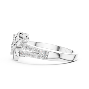 Bague pour femme en diamant de culture INFINITY FLORAL, or blanc 18 carats plaqué rhodium, certifiée, pour fiançailles, mariage, usage quotidien, style glamour - Product Image 4