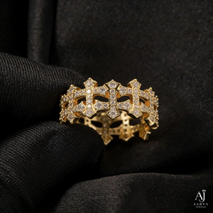 Bague Hip Hop en Argent 925 Plaqué Or et Rhodium avec Croix Moissanite et Zircons Cubiques pour Homme, Bijou de Mariage et de Fête - Product Image 6