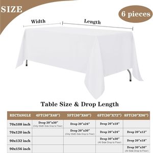 Set di 6 Tovaglie Rettangolari Bianche per Tavoli da Pranzo, Coperture Essenziali per Tavoli - Product Image 2