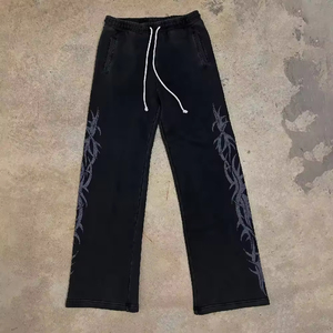 Ensemble de survêtement streetwear unisexe vintage délavé à l'acide, impression sérigraphiée vieillie, coupe ample et épaisse, grandes tailles - Product Image 5
