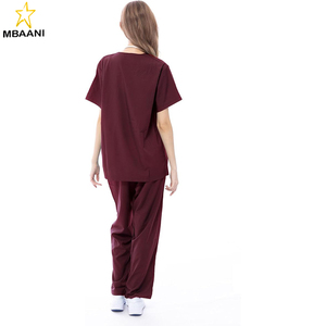 Ensemble de blouses médicales pour femmes - Blouse médicale à col en V et pantalon droit avec 11 poches - Product Image 3
