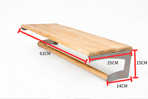 Étagère murale de salle de bain en bois massif moderne avec barre porte-serviettes en acier inoxydable, support de rangement flottant étanche pour salle de bain et cuisine - Product Image 2
