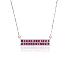 Collar minimalista con colgante de barra horizontal de rubí natural en plata de ley 925, diseño geométrico, joyería fina para mujer. - Product Image 3