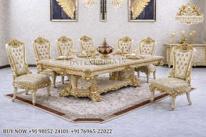 Collection de meubles de salle à manger sculptés du Palais Impérial, table à manger sculptée en feuille d'or majestueuse, ensemble de salle à manger classique européen, USA - Product Image 6