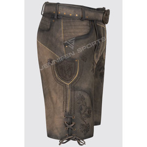 Lederhosen bavaroises pour hommes, shorts traditionnels allemands en cuir de vache véritable, sportifs, unis, brodés, Trachten, vente en gros - Product Image 4