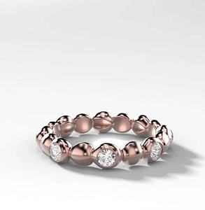 Cut Lab Grown Diamond Gold Plated 9k <b>Bubble</b> Fashion Ring Minimalist Silver Stackable Band Featuring Bezel Lab Grown - Product Image 3