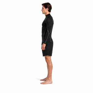 Men's Custom MMA Rashguard Mock-Neck <b>Long</b> <b>Sleeve</b> <b>Compression</b> <b>Shirt</b> 220g Digital Print Contrast Seam Athletic Base Layer Top - Product Image 3