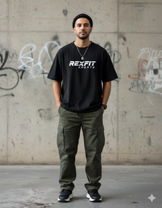 T-shirts en coton surdimensionnés de style streetwear vintage lavés Rexfit Sports, impression à chaud, impression sur écran, t-shirt léger personnalisé pour homme - Product Image 1