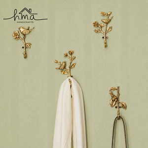 Solid Brass Bird and Flower Wall <b>Hook</b> <b>Decorative</b> Nature Inspired <b>Coat</b> <b>Hook</b> Towel Robe Hat Key Bag Holder Vintage Home Decor - Product Image 1