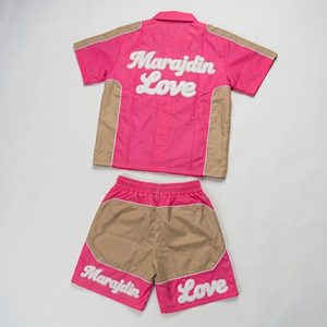 High Quality Custom Windbreaker <b>Set</b> Men's Side Button Hoodie Short <b>Set</b> Zipper Nylon Windbreaker Jacket Hoodies & Shorts <b>Sets</b> - Product Image 3