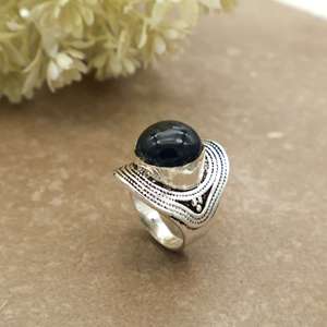 Handmade Vintage Oxidized Brass 925 Sterling Silver Plated Black Onyx <b>Statement</b> <b>Ring</b> Bohemian Ethnic Tribal Design Unisex Daily - Product Image 4