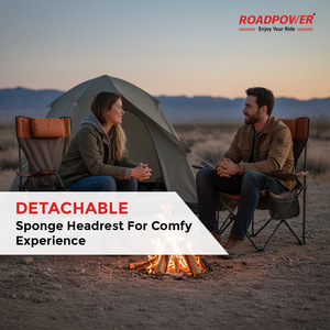 Chaise de camping Roadpower (RP-CHR-60) de qualité supérieure avec accoudoirs en aluminium, porte-gobelet et rangement latéral, au design bicolore élégant - Product Image 6