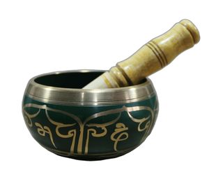 Cuenco tibetano antiguo marrón con relieve o martillado de colores para la salud y un sonido mágico - Product Image 4