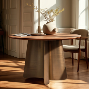 Table à manger ronde en bois moderne, design mid-century, base stable, mobilier pour salle à manger, pour la maison et l'hôtel - Product Image 1