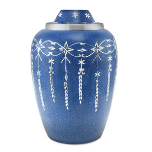 Blue Metal Enamel Cremation Urn Adult <b>Ashes</b> Memorial <b>Casket</b> Custom Pattern Funeral Keepsake - Product Image 1