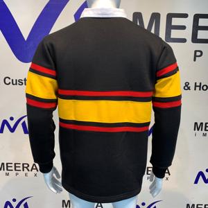 เสื้อรักบี้แขนยาวคุณภาพสูงสำหรับผู้ชาย ทนทาน ปรับแต่งได้ ผลิตจากผ้าฟลีซ ดีไซน์คลาสสิก ลายทางหลากสี - Product Image 2
