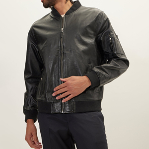 Veste d'aviateur vintage en similicuir pour homme, doublée polaire, chaude, zippée, style streetwear, idéale pour l'hiver - Product Image 1
