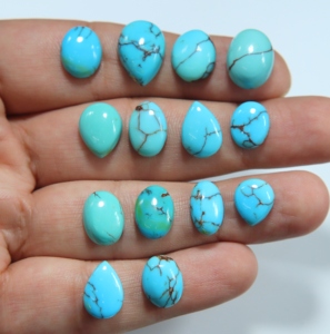 Turquoise bleue d'Arizona, cabochon, turquoise naturelle, formes variées, pierres précieuses en vrac pour la fabrication de bijoux - Product Image 4