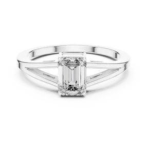 Emerald Cut Lab Grown Diamond Engagement <b>Ring</b> 1ct Four Prong Collet <b>Split</b> Shank Custom Gold Solitaire Jewelry Contemporary - Product Image 2