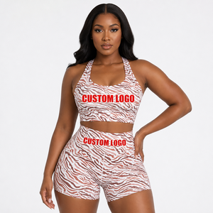 Conjunto Deportivo de Top y Shorts Estampados Personalizados al Por Mayor, Ropa Deportiva de Contraste de Color, Traje Deportivo para Yoga y Ejercicio 2026 - Product Image 3