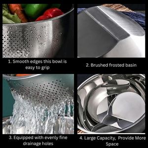 Passoire à riz en acier inoxydable durable et réutilisable, égouttoir latéral pour évier, pour nettoyer fruits, légumes, haricots, ustensile de cuisine polyvalent - Product Image 4