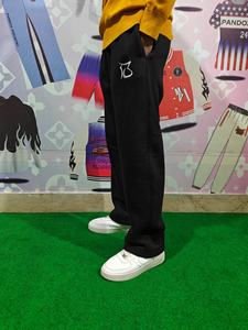 Jogging en molleton de coton brossé de haute qualité, coupe large, avec étiquette tissée brodée personnalisée, pour hommes. - Product Image 3