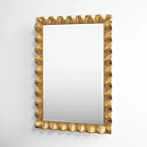 Gold Plated <b>Rectangular</b> Wall <b>Mirror</b> With Irregular Frame Glam Home Decor Entryway Accent <b>Mirror</b> - Product Image 4