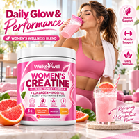 Créatine monohydrate en poudre pour femmes, complexe tout-en-un pour la récupération musculaire avec collagène, myo-inositol, biotine, formule à l'acide hyaluronique
