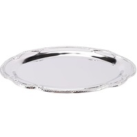 Plateau ovale en acier inoxydable, plateau de service argenté, résistant à la chaleur, léger, design vintage pour servir des dattes, du chocolat et autres